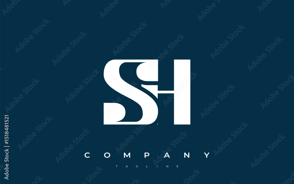 Fototapete sh abstract geometric logo design. modern and elegant logo design with simplistic typography element