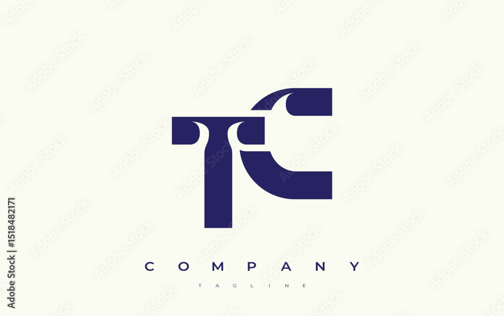 Fototapete tc abstract geometric logo design. modern and elegant logo design with simplistic typography element