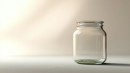 Clear glass jar suitable for storage, preserves, or decoration. Ideal for showcasing food items or crafts.