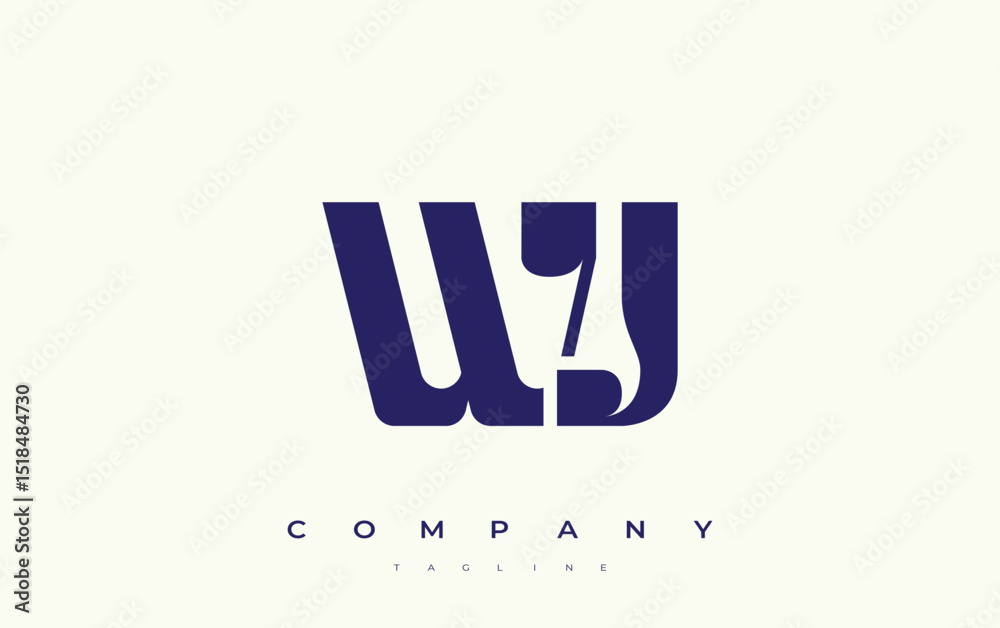 Fototapete wj abstract geometric logo design. modern and elegant logo design with simplistic typography element
