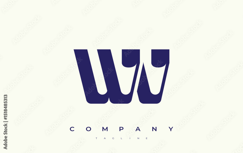 Fototapete wv abstract geometric logo design. modern and elegant logo design with simplistic typography element