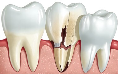 Damaged teeth. Dental repair treatment.