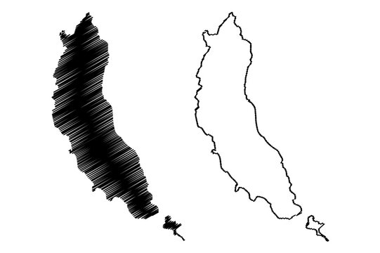 Mohotani island (France, French Republic, Pacific Ocean, Marquesas Islands Archipelago, French Polynesia) map vector illustration, scribble sketch Moho Tani, Molopu or Motane map