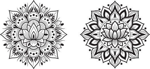 Elegant Black and White Lotus Flower Mandala Designs Perfect for Tattoos, Art, and More