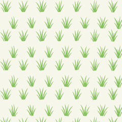 Seamless pattern with watercolor grass tufts on transparent background