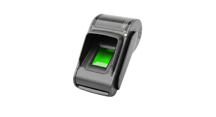 Biometric scanner for security and identification. Fingerprint reader technology for secure access control. High tech device for business, government, and personal use. Modern design.