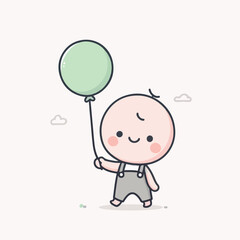 Vector of a cute baby holding a balloon