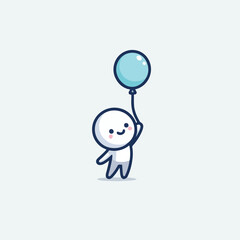 Stickman character vector holding balloon