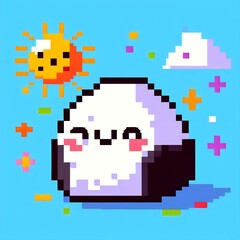onigiri illustration design, pixel art