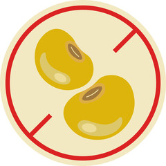 Warning sign of food allergy, Soy Free Symbol Illustration