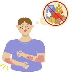 Illustration of a Person with Food Allergy Rash