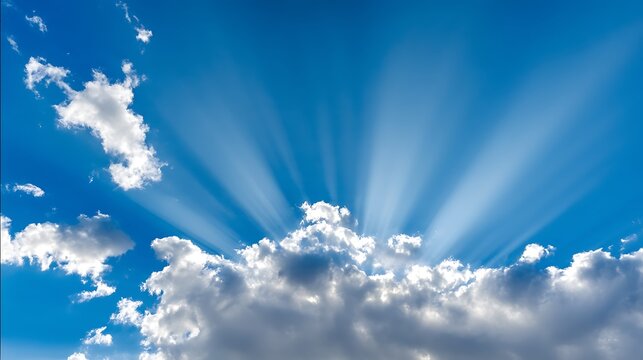 Sun rays bursting through the clouds