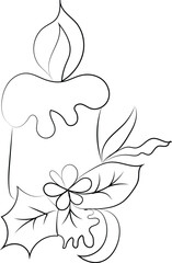 Black and white vector floral illustration of a flower with leaf design