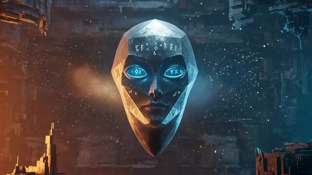 Cyber Sentinel - 4K Futuristic Humanoid with Glowing Eyes in Neon Metropolis