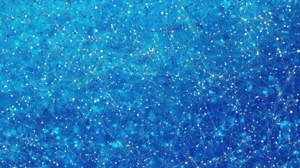 Obraz premium Abstract connected dots on bright blue background. Technology concept illustration , no logos, no brands