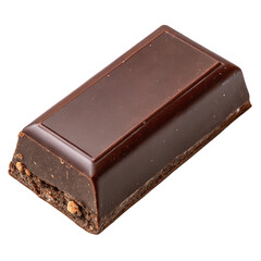 Decadent dark chocolate bar on a white background, a sweet, tasty dessert snack