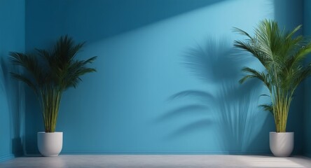 The wall. blue color gradient studio background for product presentation