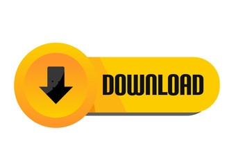 Yellow download button isolated – vector illustration