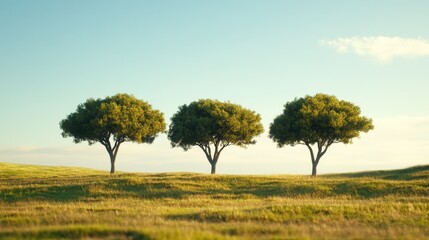 Three trees are shown in a row, with the middle tree being the tallest