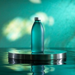 transparent glossy green drinking bottle mockup design