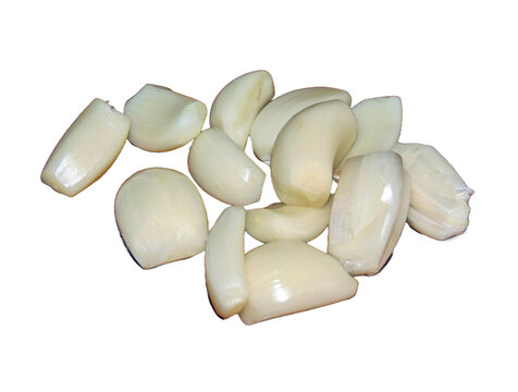 Pile of garlic isolated on white background