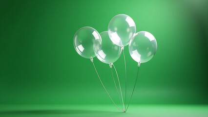 cluster translucent gel balloons rise upwards lush green screen rounded forms illuminated soft natural light serene