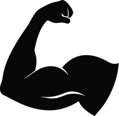 Strong bicep muscle flex power fitness icon