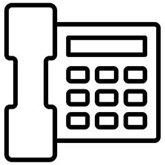 Fax Contact - outline style icon - A classic fax machine illustration, representing fax-based business communication and document exchange