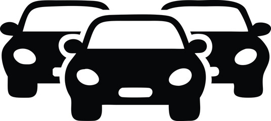 Three cars icon black silhouette transportation