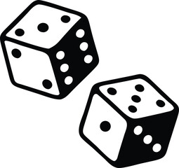 Two black and white dice rolling game chance