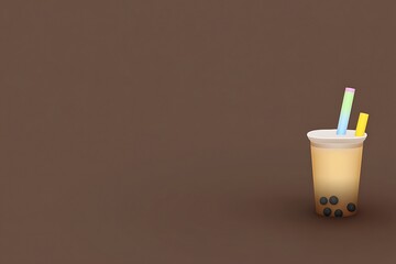 Bubble tea drink with colorful straws