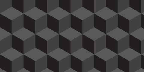 Abstract square black grid tiles cubic square shape backdrop texture. cube geometric wall and floor vector diamond hexagon triangle wallpaper background.	
