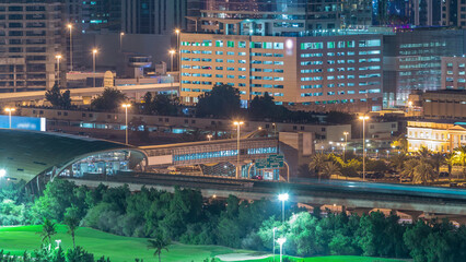Metro station services both the Dubai Internet City and Dubai Media City districts of Dubai, as well as Golf Club night timelapse