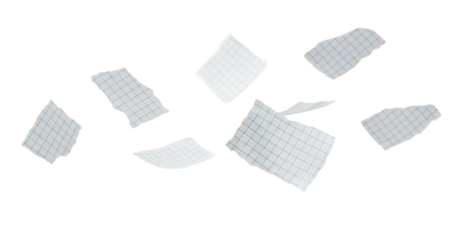 Fragments of thought drift away discarded ideas scattered like paper in the wind creating a on transparent background