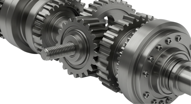 The intricate dance of steel gears a symphony of precision in motion powered by engineering on transparent background - Powered by Adobe