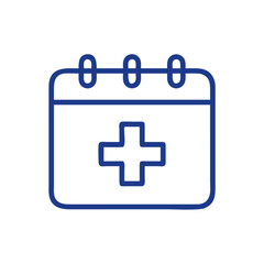 Obraz premium Medical calendar icon, health appointment reminder, simple design, blue color on white background, copy space