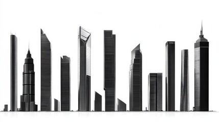 Obraz premium Modern Architecture, Skyscraper Silhouettes