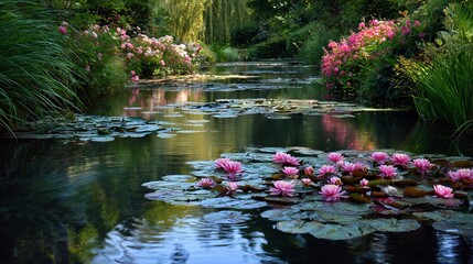 Monet's garden has water lilies.