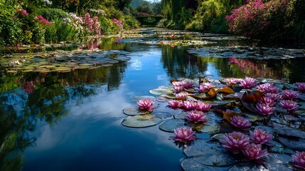 Monet's garden has water lilies.