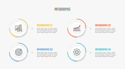 Timeline infographic template design. 4 options or steps business infographics design. Can be used for process diagram, presentations, workflow layout, flow chart, steps, banner.