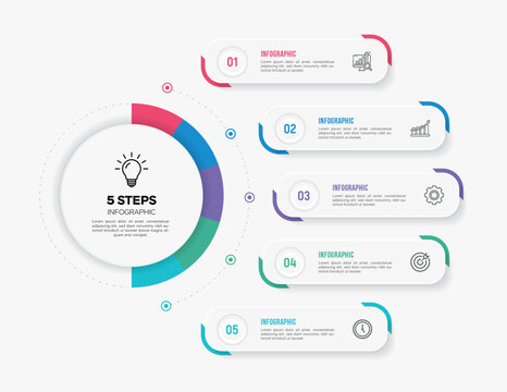 Vector infographic label design with circle infographics template design and 4-5-6 options or steps. Can be used for process diagram, presentations, workflow layout, banner, flow chart, info graph.