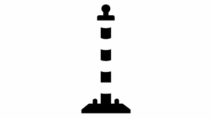 Black and white silhouette icon of a lighthouse tower used for maritime navigation and coastal safety.