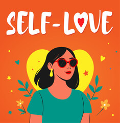 A woman wearing sunglasses. Celebrate selflove and appreciation with vibrant