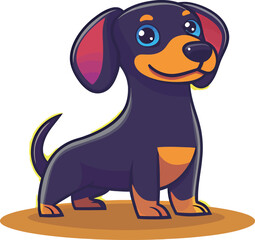 Fototapeta premium Playful cartoon dachshund dog with bright blue eyes and a cheerful expression.