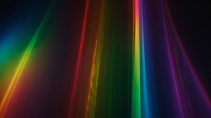 Abstract flow of light beams refracting into a prismatic color spectrum.