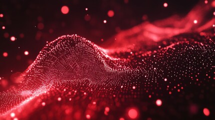 machine learning deep learning optimization concept. Rising red chart illustrating financial growth on a digital background.