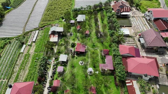 This is an agro-tourism site called Parak Cafe, located in the Pandai Sikek area of West Sumatra.