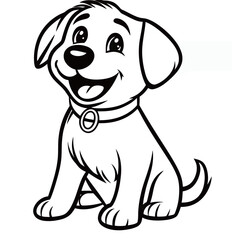 Fototapeta premium Cheerful cartoon puppy with a friendly smile, ready to play.