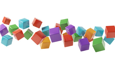 Obraz premium 3D render of multi colored cubes flying 