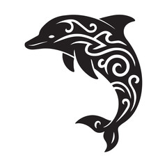 Fototapeta premium Tribal Dolphin Silhouette Vector Design